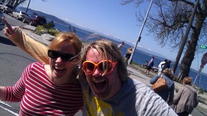 Enjoying the Alki promenade with my brother-in-law, Kevyn