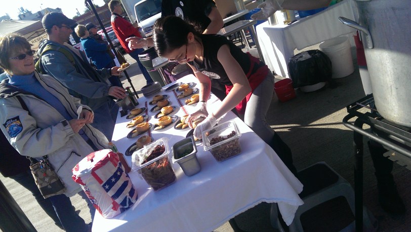 Prep work at the  Chowder Cook Off