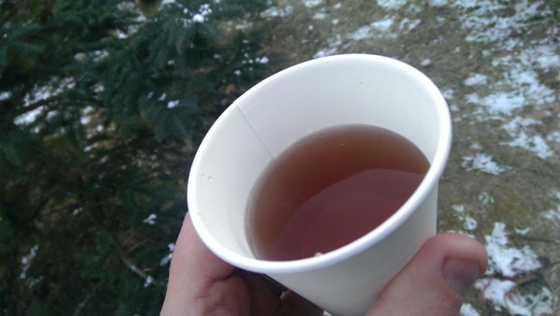 Warm cider is always on hand