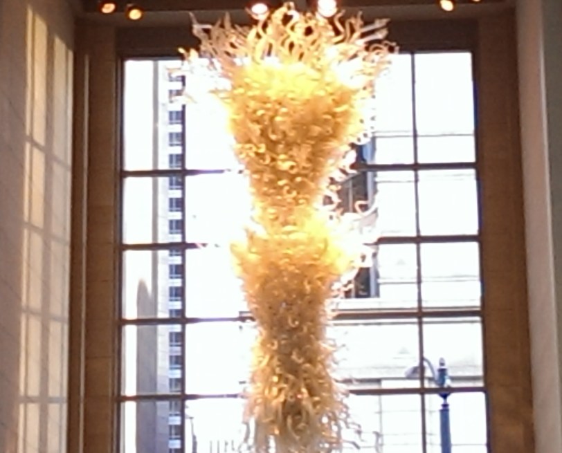 My somewhat blurry photo doesn't do this Chihuly chandelier justice!