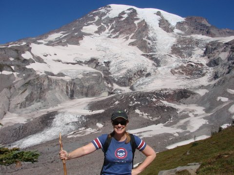 Rainier - Susan with hiking stick