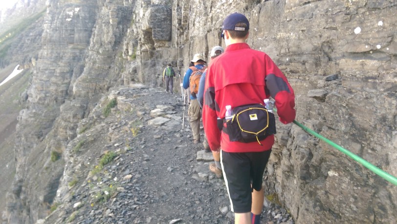 Walking the steep and narrow ridge trail.
